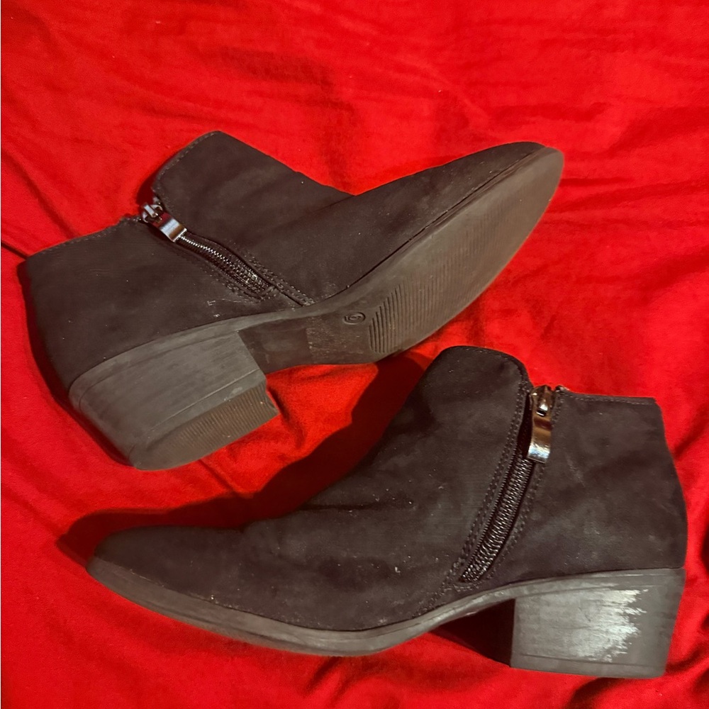 X-Appeal Black Suede Ankle Booties